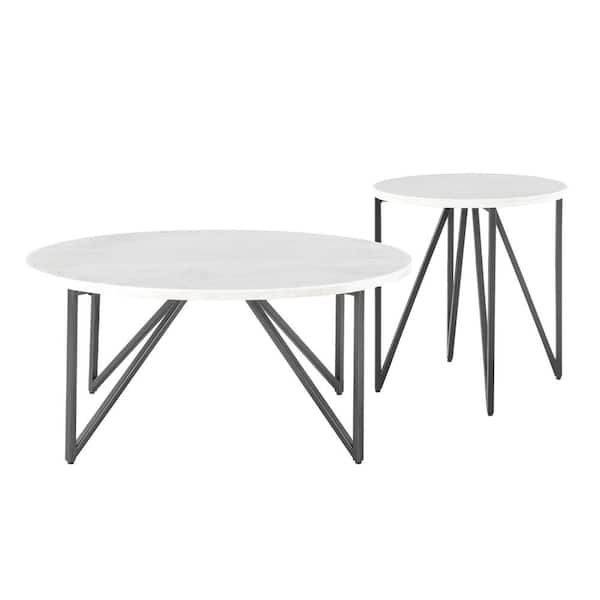 Picket House Furnishings Kinsler 2-Piece Occasional Table Set in Black Marble