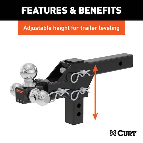 CURT 10,000 lbs. 5-3/4 in. Drop Adjustable Trailer Hitch Tri-Ball Mount  with 1-7/8 in. 2 in. & 2-5/16 in. Balls (2 in. Shank) 45799 - The Home Depot