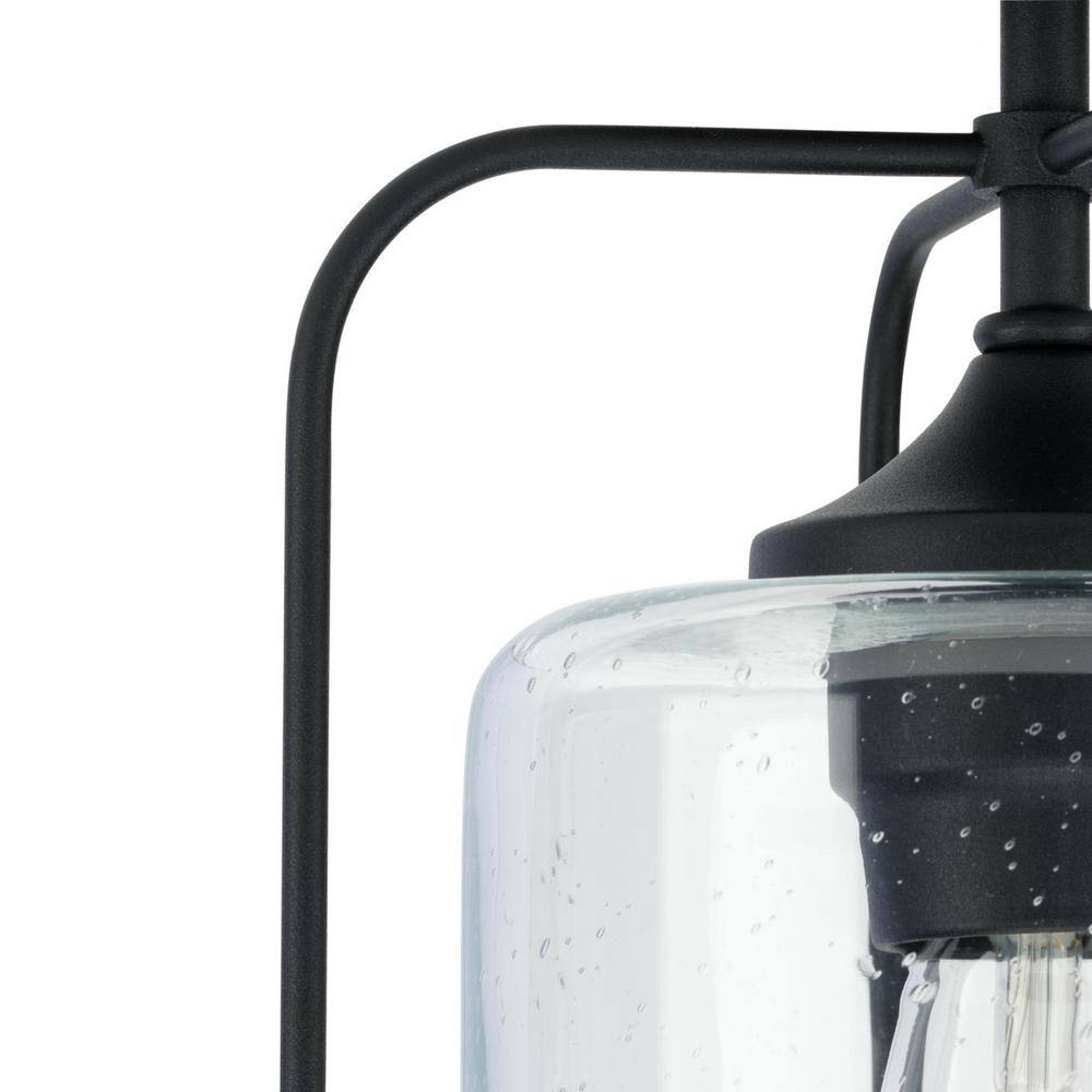 Textured Black Semi-Flush Mount Light with Clear Seeded Glass Shade