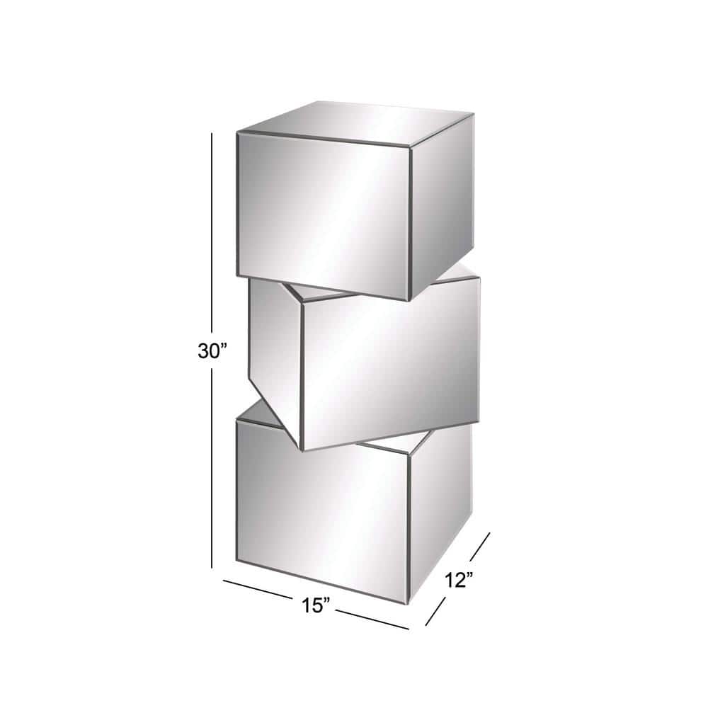 XL Silver Mirrored Glass Pedestal Display Stand