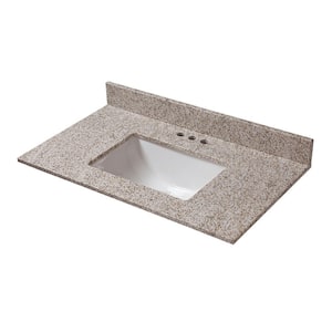25 in. W x 19 in. D Granite Vanity Top in Golden Hill with White Single Trough Sink