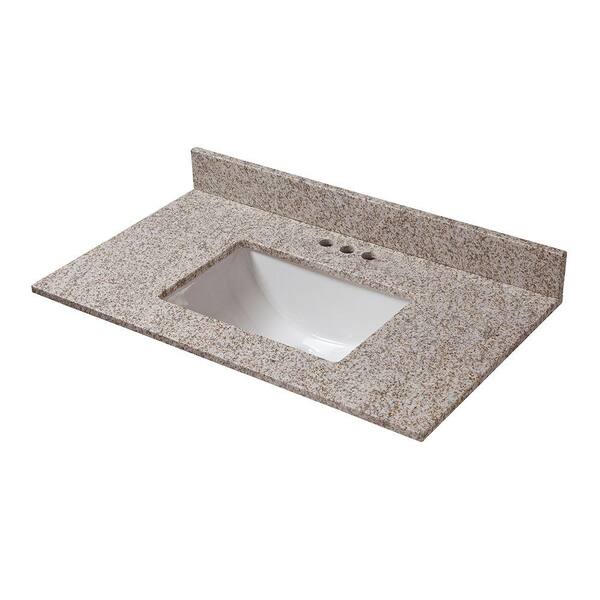 Home Decorators Collection 25 in. W x 19 in. D Granite Vanity Top in Golden Hill with White Single Trough Sink