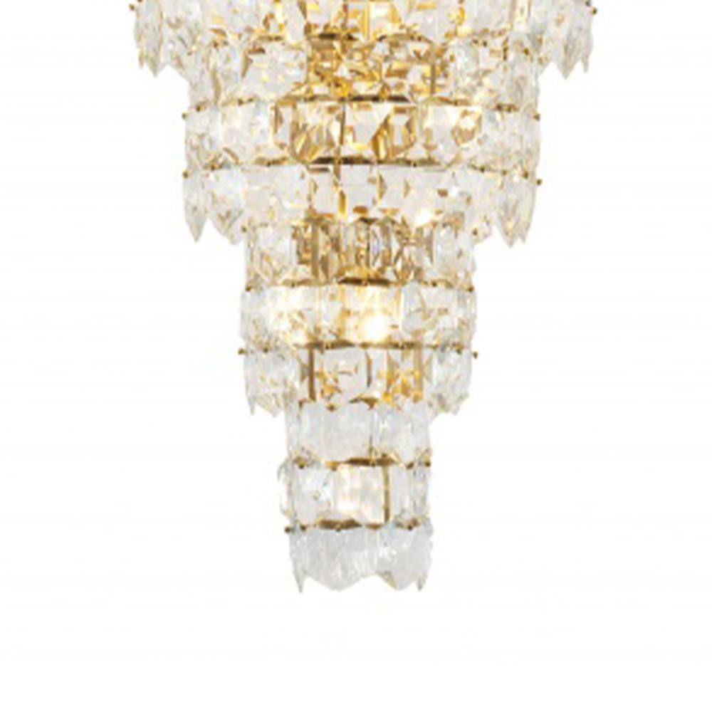 Elegant 67" Brass and Crystal Seven Tier Chandelier