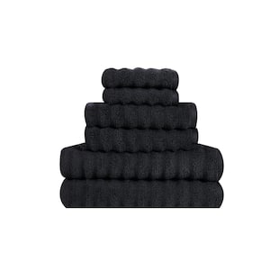 Zero Twist 6-Piece Black Solid Cotton Towel Set