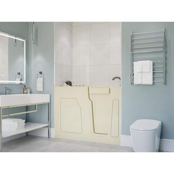 Safe Premier 53 in. L x 28 in. W Right Drain Walk-in Air and Whirlpool Bathtub in Biscuit