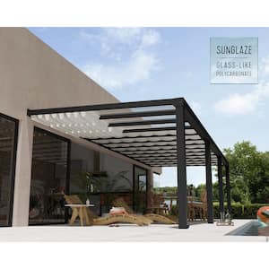 Stockholm 11 ft. x 31 ft. Gray/Clear Patio Cover with Shades