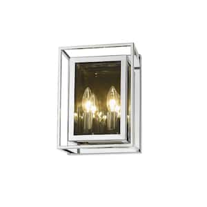 2-Light Chrome Wall Sconce with Smoke Mirror Glass