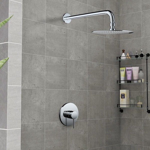 Single-Handle 1-Spray Wall Mount Shower Faucet 1.5 GPM with Pressure Balance in Chrome