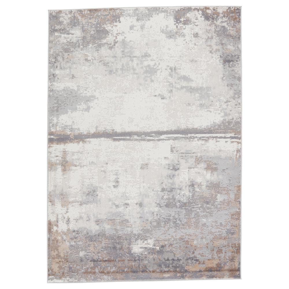 Grotto Treyton Abstract Gray and Tan 8'x10' Washable Area Rug
