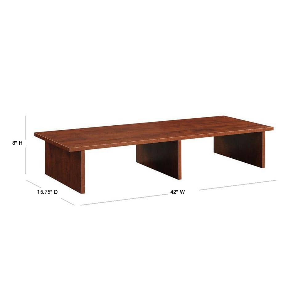 Cherry Particle Board TV/Monitor Riser with Storage Compartments