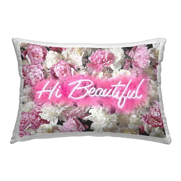 Stupell Industries Hi Beautiful Patterned Pink Rectangular Outdoor Throw Pillow