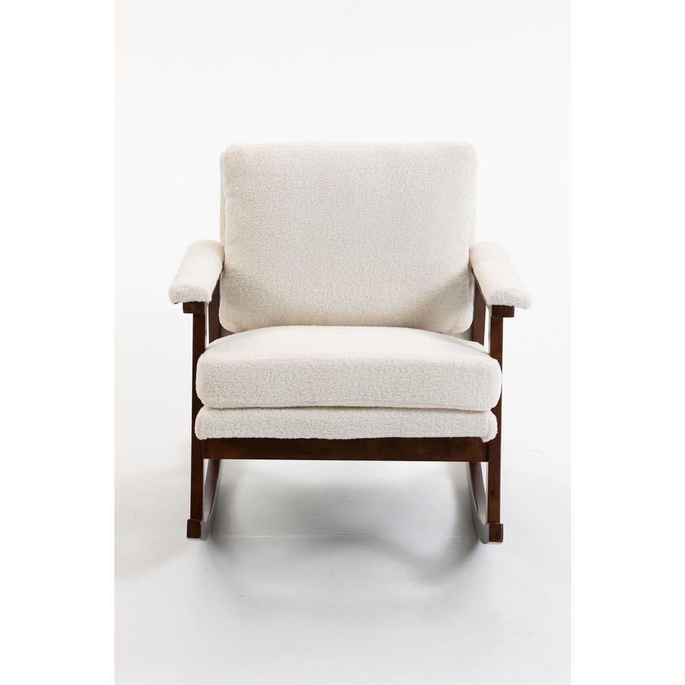 Wood Modern Outdoor Rocking Chair, Accent Chairs with White Cushion price history on PriceWatchPro