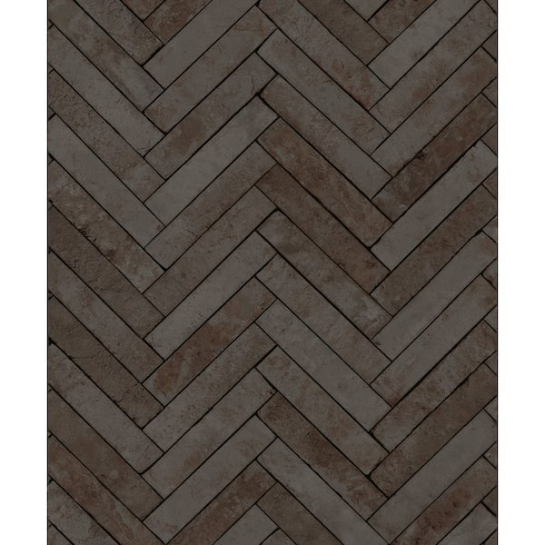 Unbranded Bricks and More Collection Black Herringbone Brick Matte Finish Vinyl on Non-Woven Non-Pasted  Wallpaper Sample