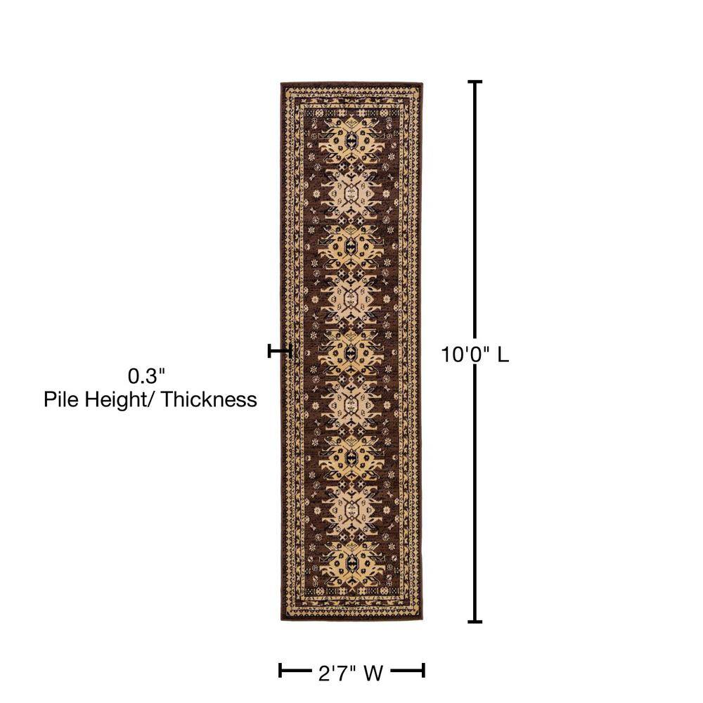 Taftan Brown and Cream Synthetic Runner Rug