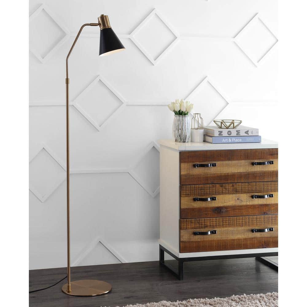 Grania 60'' Black and Brass Gold Arc Floor Lamp