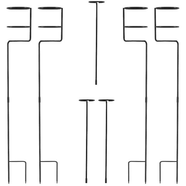 Angel Sar Black Heavy Duty Alloy Steel Outdoor Drink Holder for Garden Yard (7-Pack)