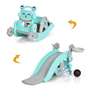 4-in-1 Rocking Horse and Slide Set Toddler Slide Toy with Basketball Hoop