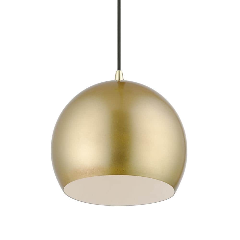Soft Gold and Polished Brass Globe Pendant Light