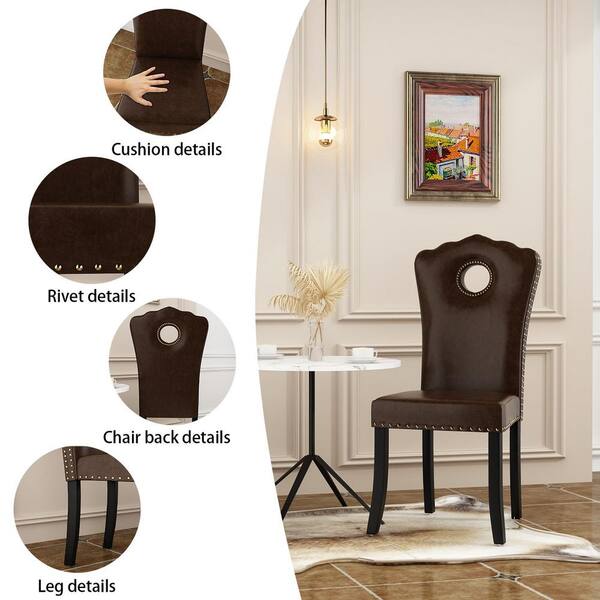 Flash Furniture Hercules King Louis Faux Leather Dining Side Chair in White