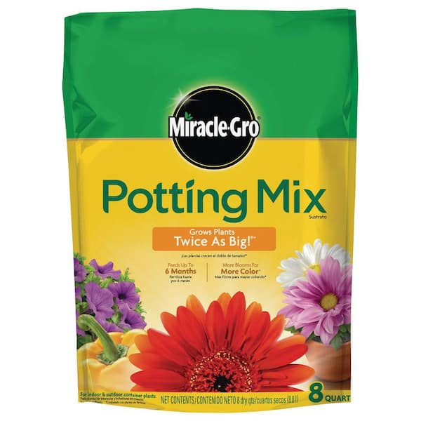Miracle-Gro Potting Mix 8 qt. For Container Plants, Flowers, Vegetables, Shrubs, Feeds up to 6 Months