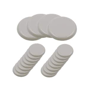 1 in. and 1-3/4 in. Beige Adhesive Round Plastic Sliders for Table and Chairs (20-Pack)