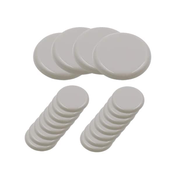 Everbilt 1 in. and 1-3/4 in. Beige Adhesive Round Plastic Sliders for Table and Chairs (20-Pack)