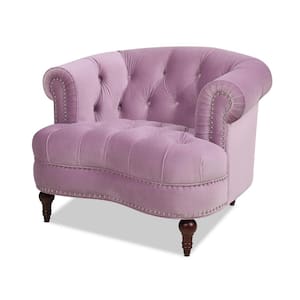 La Rosa Traditional Velvet Tufted Lavender Living Room Accent Arm Chair
