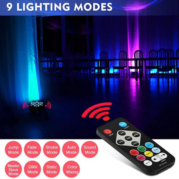 Lukyamzn 36LEDs RGB Stage Par Lights - Sound Activated Auto Play by Remote & DMX Control Uplights - 4 Pack