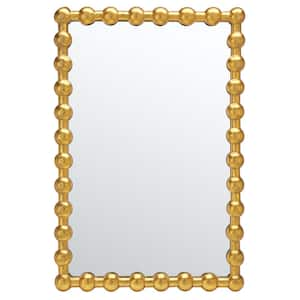 Rynne 25 in. W x 37.5 in. H Iron Rectangle Modern Gold Foil Wall Mirror