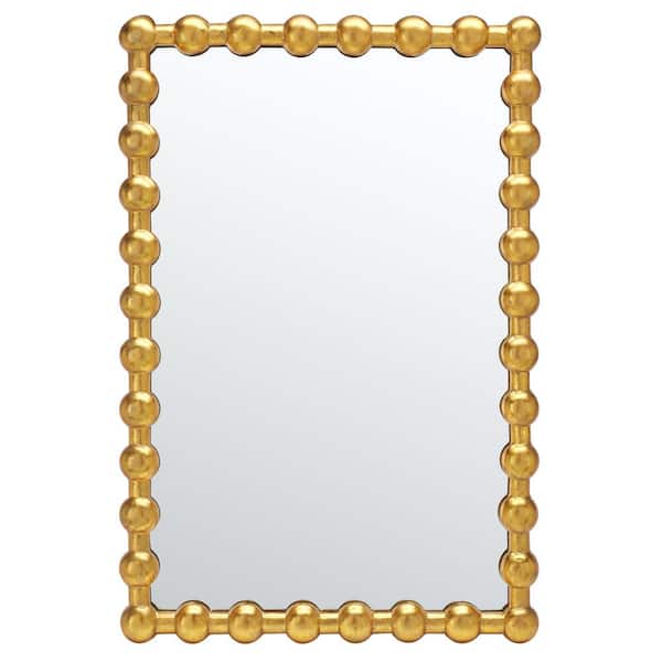 SAFAVIEH Rynne 25 in. W x 37.5 in. H Iron Rectangle Modern Gold Foil Wall Mirror