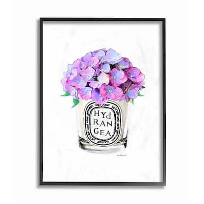 16 in. x 20 in. "Watercolor Fashion Vase with Purple Hydrangea Flowers" by Amanda Greenwood Framed Wall Art