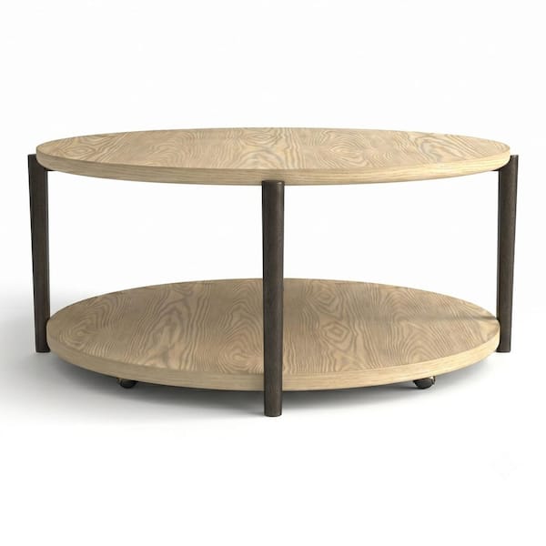 Andria 43.3 in. Natural Round Wood Coffee Table with Metal Legs