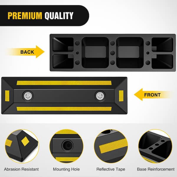 Wheel Stopper Box NVNOO Heavy-Duty Rubber Parking Curb Wheel Stopper, Garage Driveway Aid ...