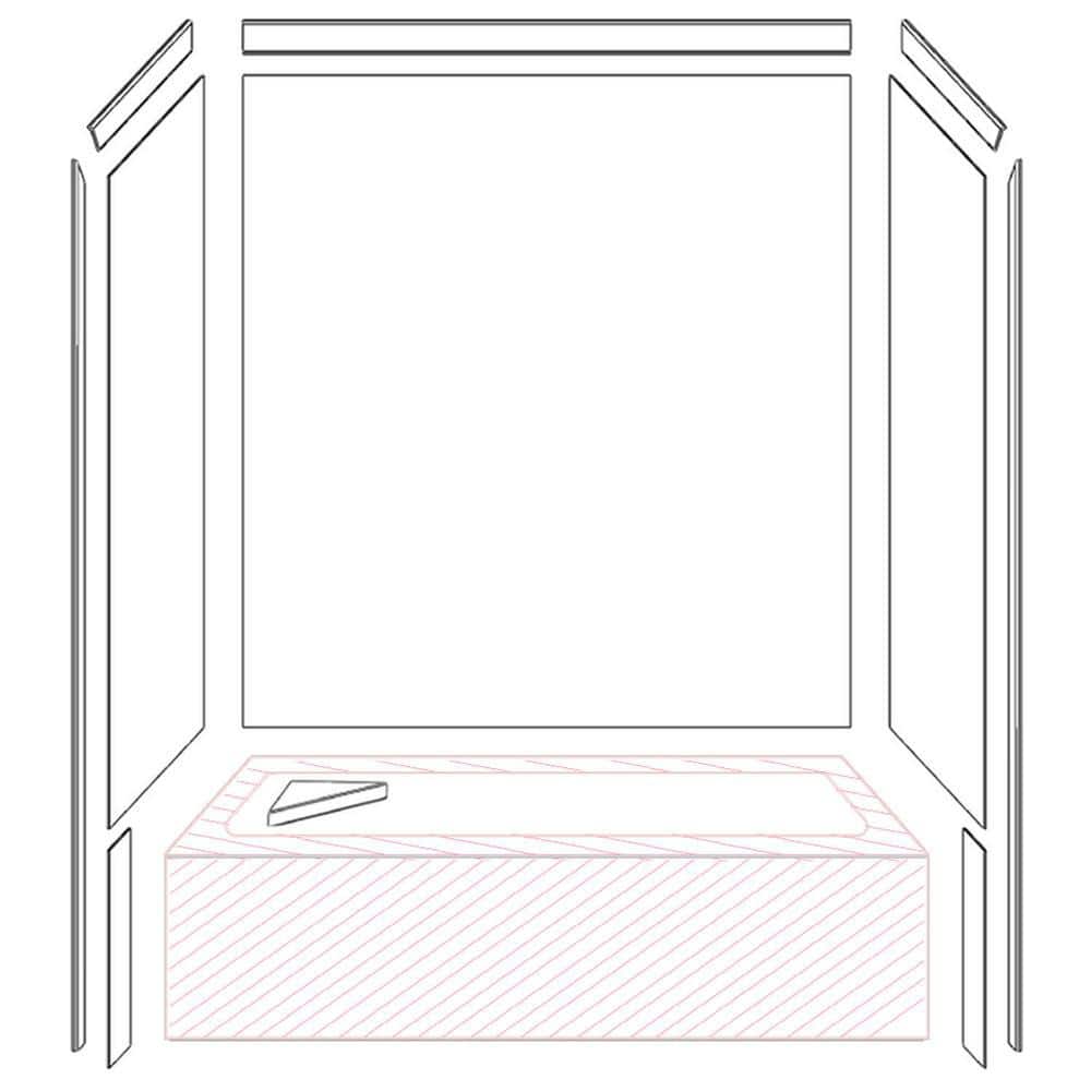 Royale 60" x 36" x 80" Creme Travertine Glue Up Alcove Shower Wall Surround