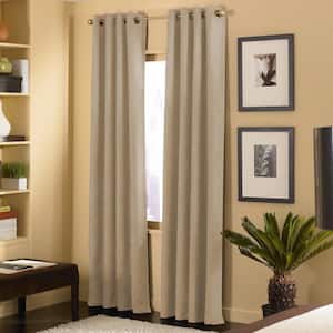Cameron Microsuede Light Filtering 50 in. W x 144 in. L Grommet Curtain Panel in Sand
