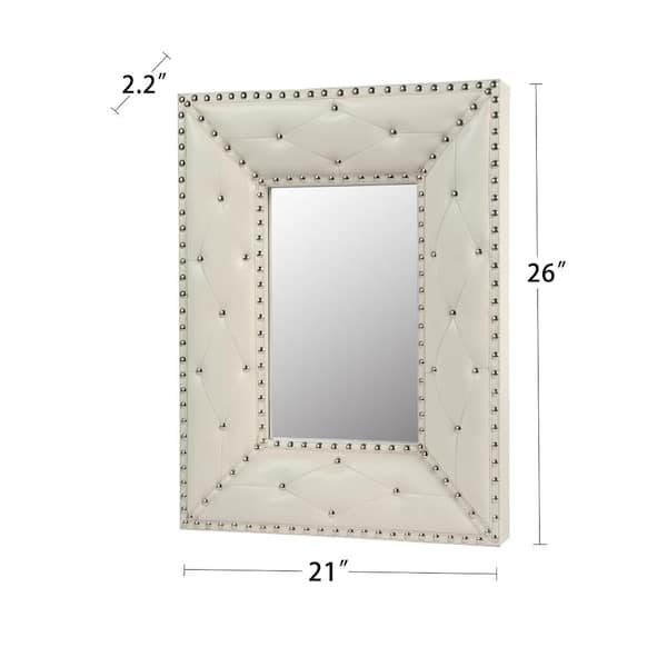 White 21 in. W x 26 in. H Art Deco Rectangle Glass Framed Mirror Bathroom Mirror