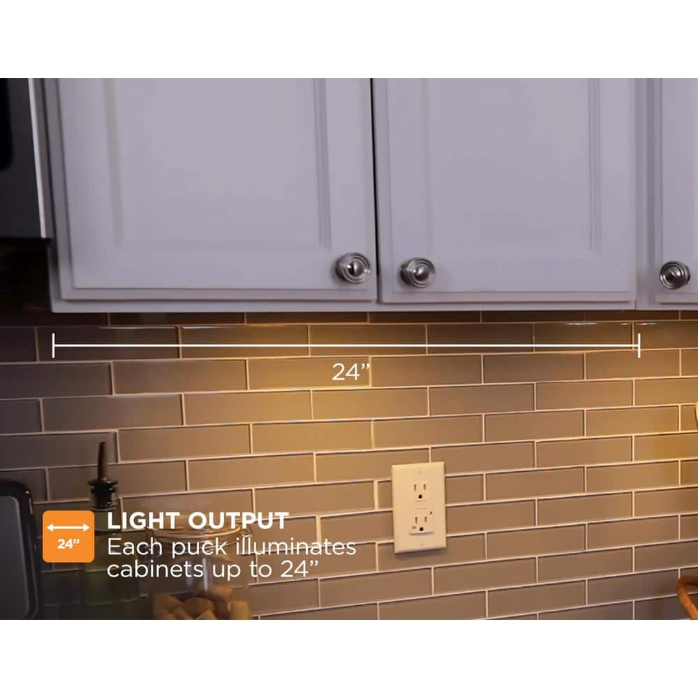 Warm White LED Under Cabinet Puck Light Kit, 5-Pack