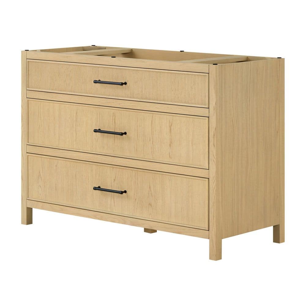 Isola 47 in. Freestanding Bath Vanity Cabinet without Top in Scandinavian Oak with Matte Black Trim