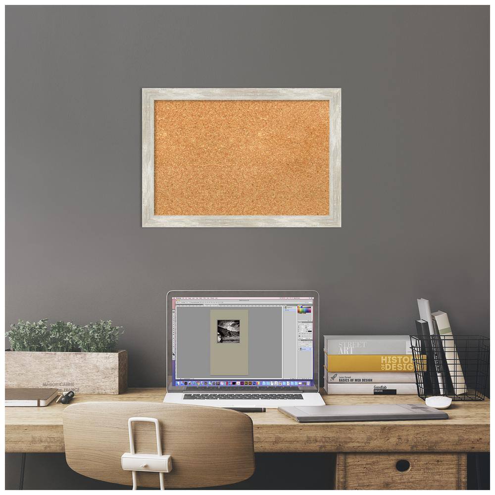 Natural Cork Board with Crackled Metallic Silver Frame