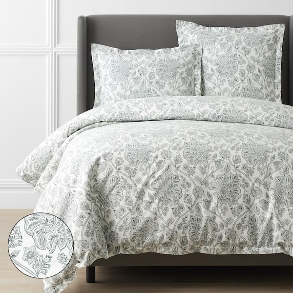 The Company Store Legends Hotel Maison Floral White Multi Oversized King Sateen Duvet Cover