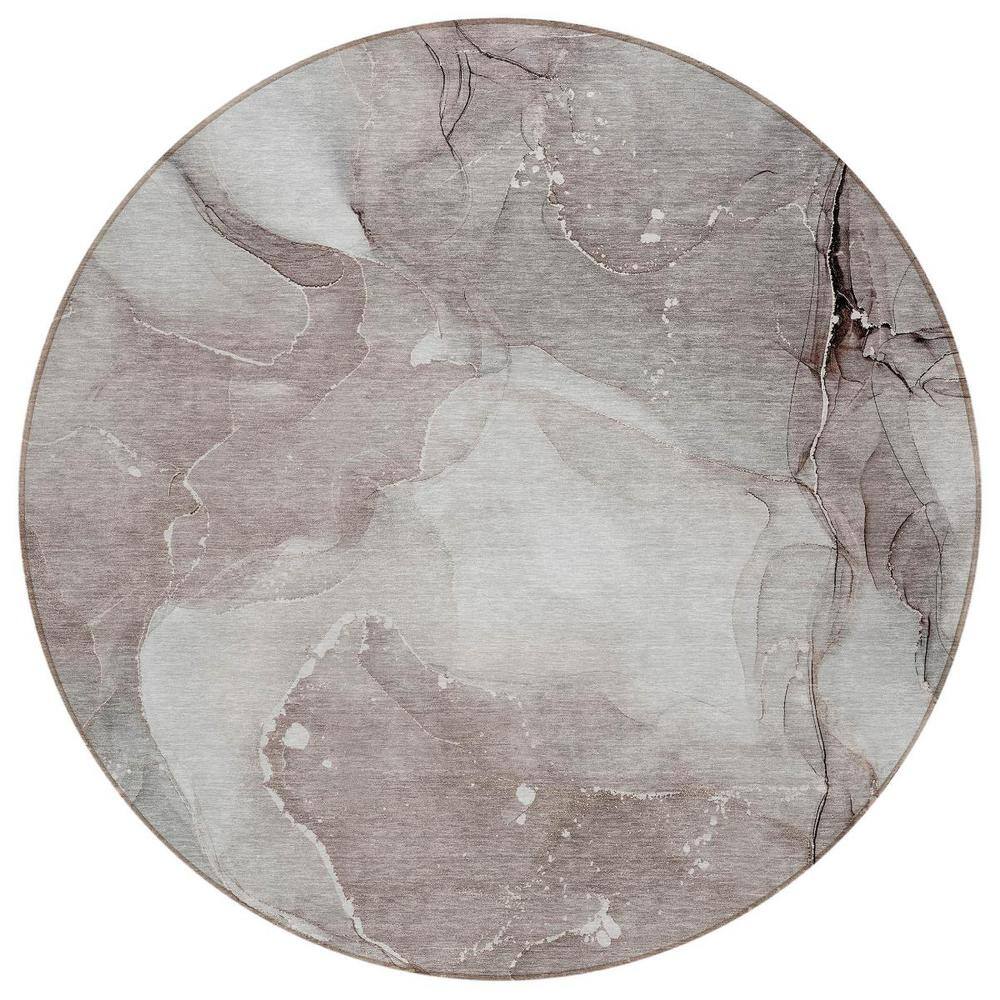 Taupe 8 ft. Round Woven Abstract Polyester Round Indoor/Outdoor Area Rug price history on PriceWatchPro
