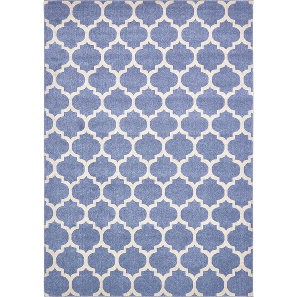 Unique Loom Trellis Philadelphia Light Blue/Beige 8' 0 x 11' 0 Area Rug