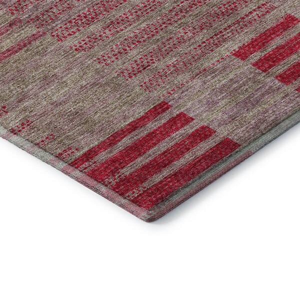 Mayfield Premium Machine Washable Abstract AMF954 Garnet 2 ft. 3 in. x 7 ft. 6 in. Runner Rug