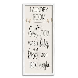Laundry Room List Clothesline Design by CAD Framed Typography Art Print 24 in. x 10 in.