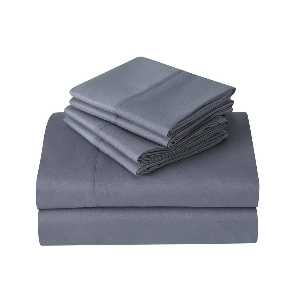 2000TC 6-Piece Charcoal Grey Solid Cotton Blend Queen Sheet Set price history on PriceWatchPro