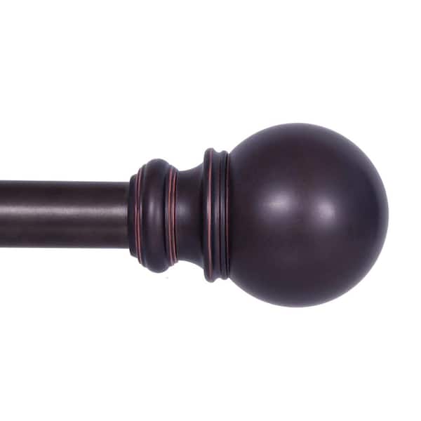 Kenney Bryce 66 in. - 120 in. Adjustable Single Curtain Rod 3/4 in. Diameter in Bronze with Ball Finials