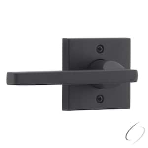 Reserve Square Satin Black Right-Handed Half-Dummy Door Lever with Contemporary Square Rose