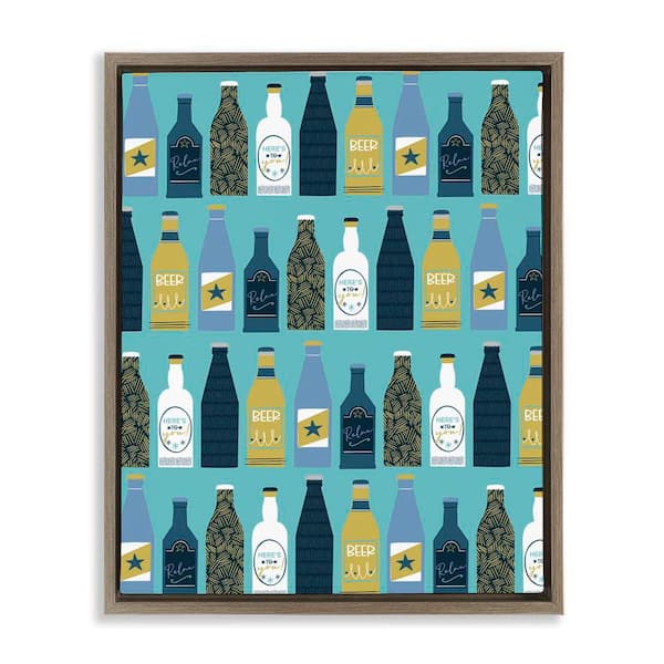 Arranged Beer Bottles by Angela Nickeas Brown Floater Frame Food Graphic Art Print 21 in. x 17 in.
