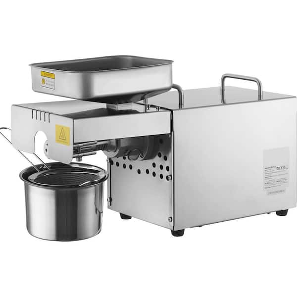 Electric Oil Press Machine, 850-Watt Stainless Steel, 0-300°C Adjustable Temp, Hot Press Expeller for Peanuts, Sesame