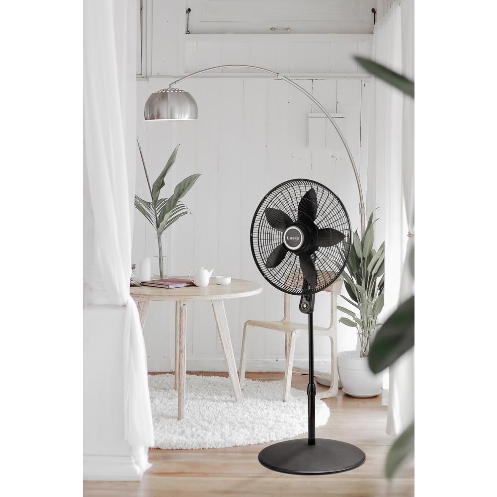 20" Black Oscillating Remote Controlled Adjustable Height Floor Fan